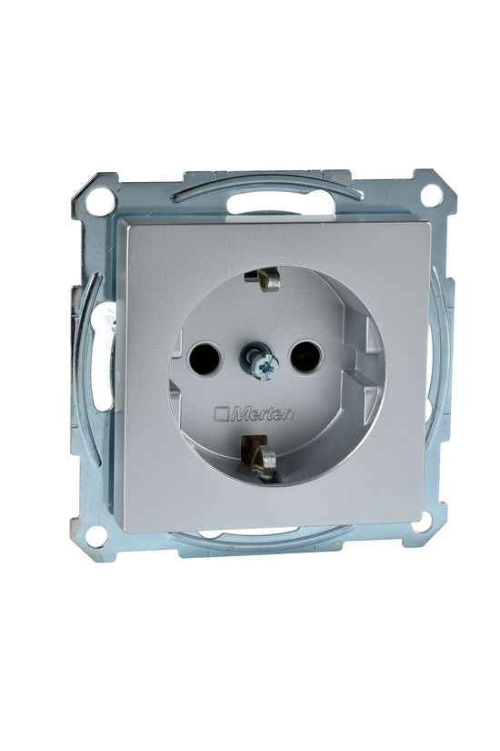 Merten-SM 162 dugalj földelt gyerekzárral alumínium IP20 süllyesztett csavaros Schneider - MTN2400-0460