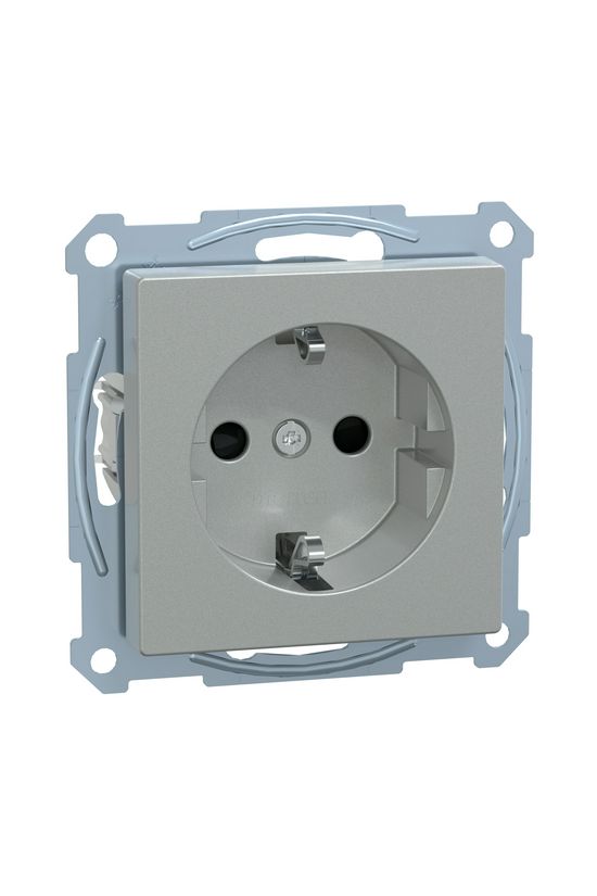 Merten-SM 162 dugalj földelt gyerekzárral alumínium IP20 süllyesztett rugós Schneider - MTN2300-0460