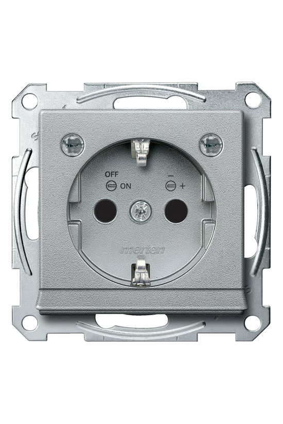 Merten-SM 162 dugalj földelt gyerekzárral alumínium IP20 süllyesztett rugós Schneider - MTN2304-0460