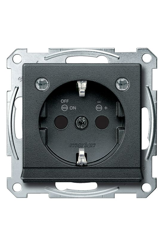 Merten-SM 162 dugalj földelt gyerekzárral antracit IP20 süllyesztett rugós Schneider - MTN2304-0414