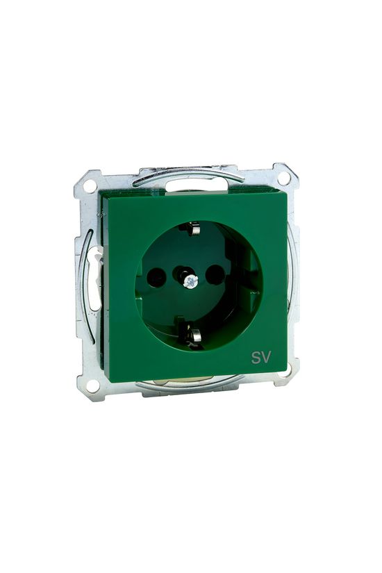 Merten-SM 162 dugalj földelt gyerekzárral zöld IP20 süllyesztett rugós Schneider - MTN2300-0304