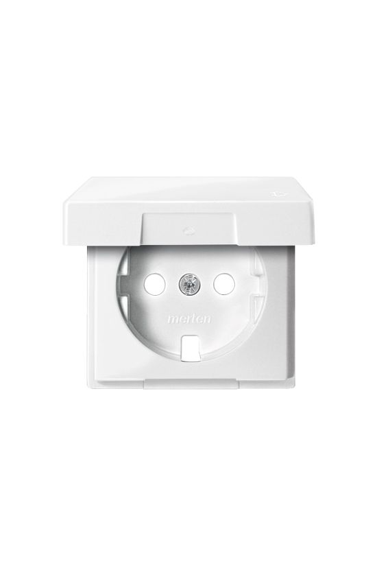 Merten-SM 162 dugalj földelt központi fedlap csapófedéllel fehér IP20 süllyesztett Schneider - MTN2341-0319