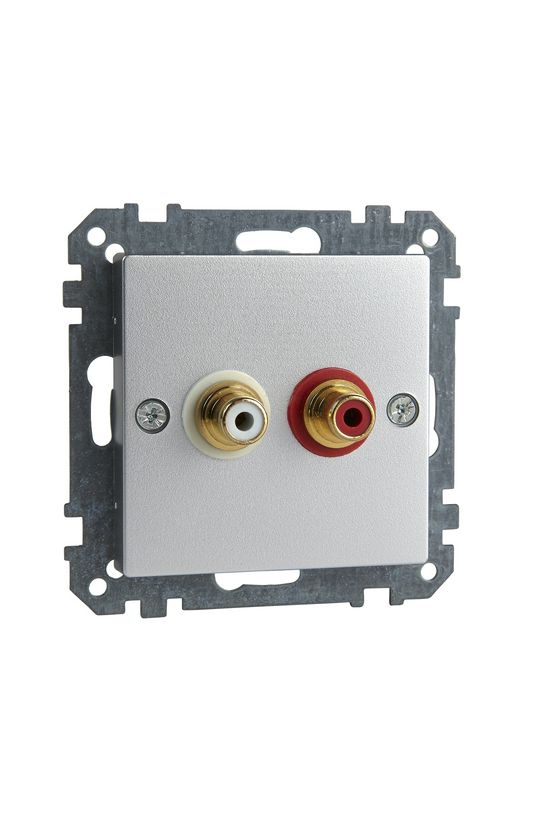 Merten-SM audió csatlakozó betét közp. fedéllel 2xRCA műanyag alumínium Schneider - MTN4350-0460