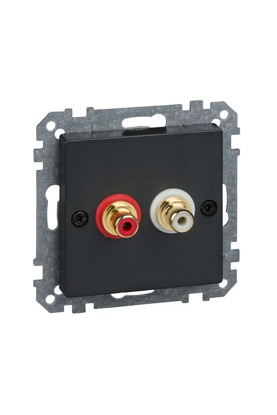 Merten-SM audió csatlakozó betét közp. fedéllel 2xRCA műanyag antracit Schneider - MTN4350-0414