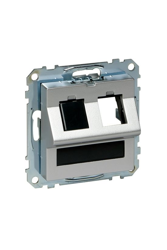 Merten-SM fedlap RJ45 adatcsatlakozóhoz műanyag alumínium címketartóval Schneider - MTN4568-0460