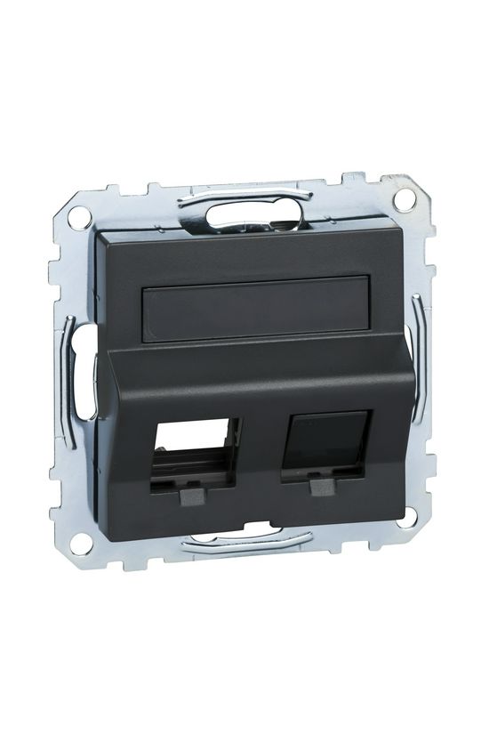 Merten-SM fedlap RJ45 adatcsatlakozóhoz műanyag antracit címketartóval Schneider - MTN4568-0414