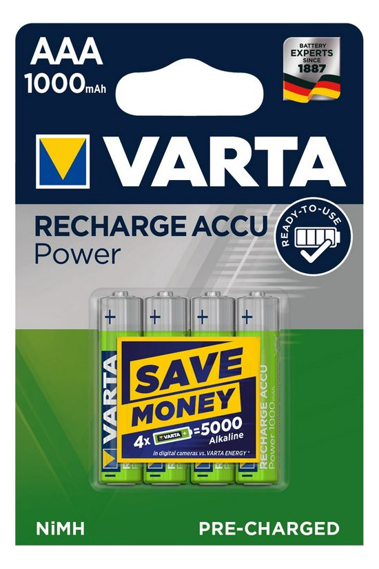Mikro akkumulátor 4db 1.2V 1000mAh nikkel-fém-hidrid LR03 Micro(AAA/R03) AAA R2U Power VARTA - 5703301404