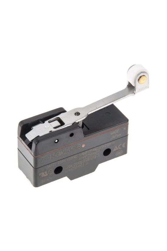 Mikrokapcsoló hosszú lemezkar-görgő műanyag 1ny 1z 15A/AC15/230V IP00 Z-15GW255-B OMRON - 151808
