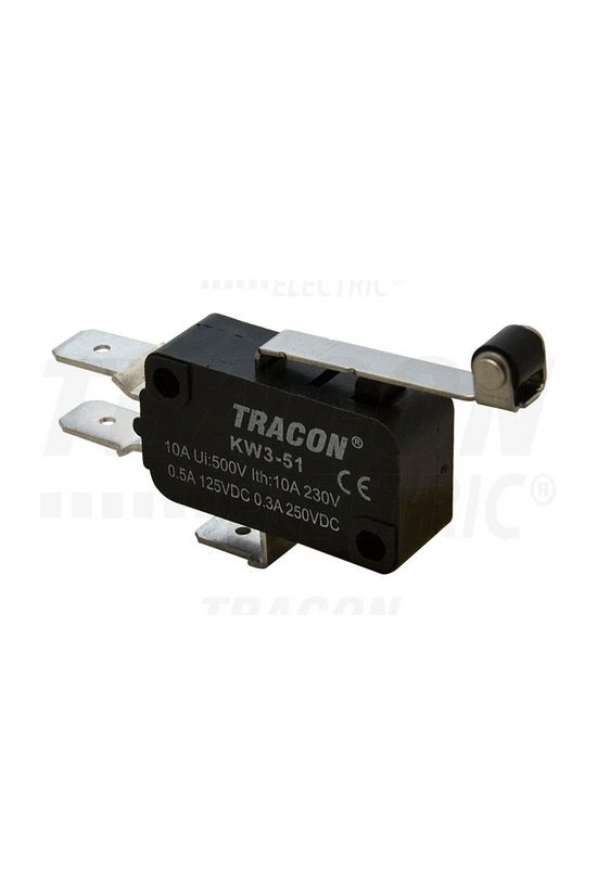 Mikrokapcsoló műanyag 1v görgős kar 2A/AC15/230V IP00 csúszó érintkező KW TRACON - KW3-51