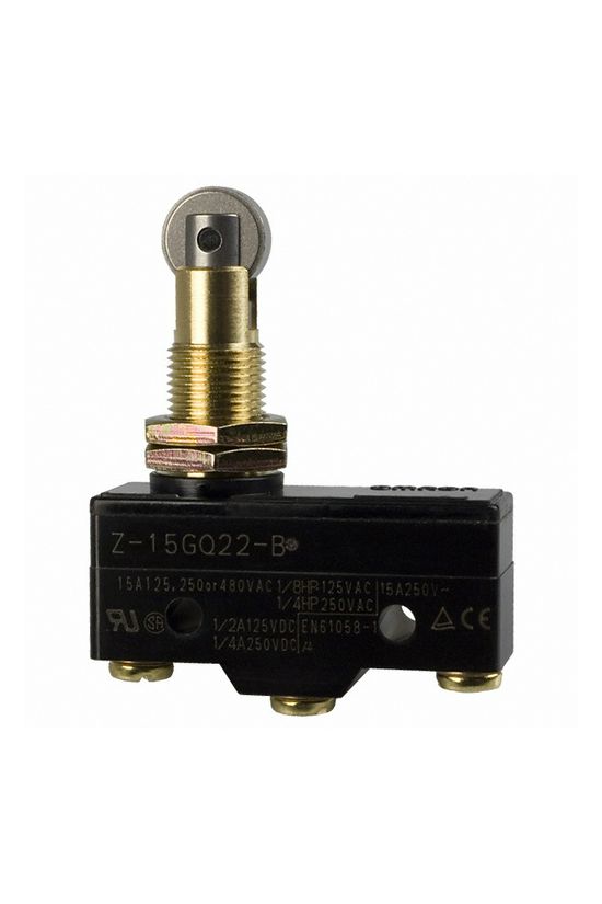 Mikrokapcsoló nyomógörgő műanyag 1ny 1z 15A/AC15/230V IP00 csúszó érintkező Z-15GQ22-B OMI OMRON - 382397