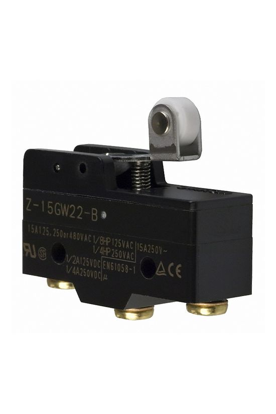 Mikrokapcsoló rövid lemezkar-görgő műanyag 1ny 1z 15A/AC15/230V IP00 Z-15GW22-B OMI OMRON - 377795