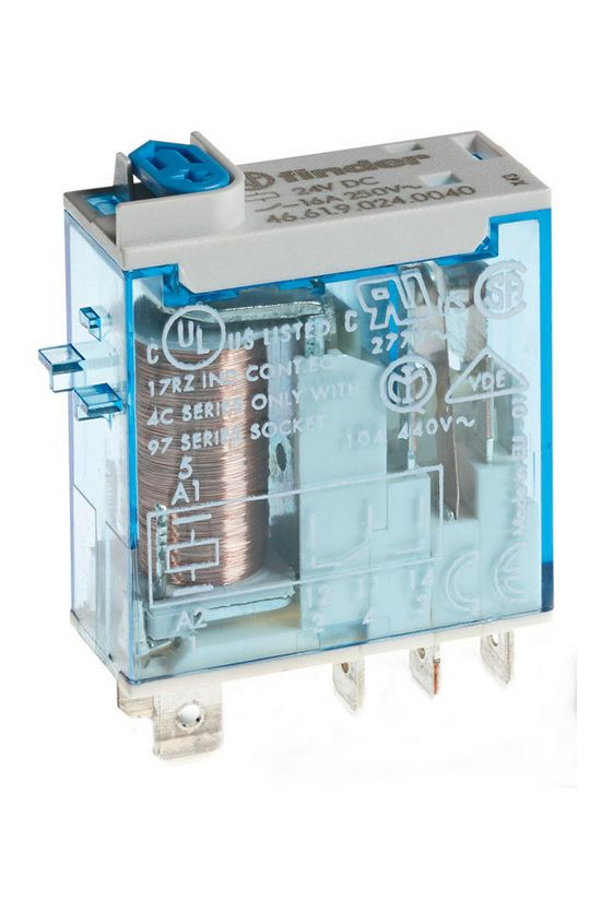 Miniatűr ipari relé 16A 1-v dugaszolós 24VDC monostabil IP40 46.61.9.024.0040 FINDER - 466190240040