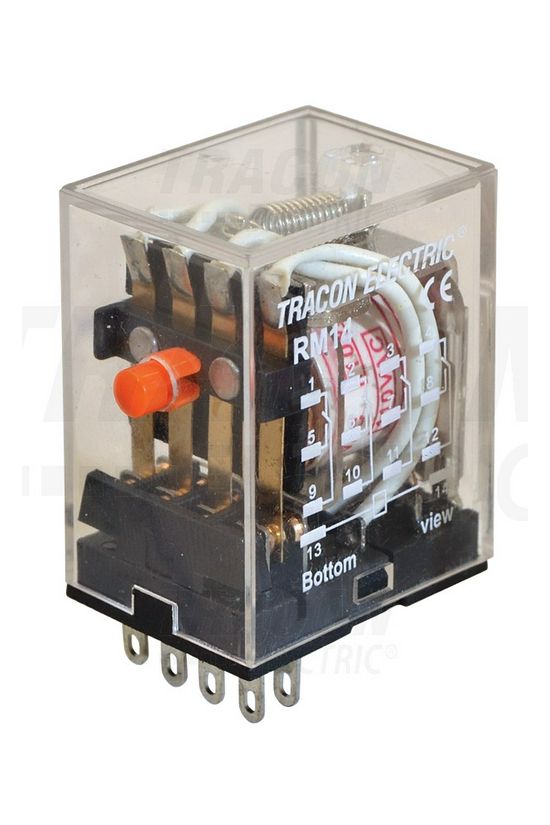 Miniatűr ipari  relé 3A/230VAC/28VDC 4v dugaszolós 24V50Hz monostabil IP20 TRACON - RM14-24AC