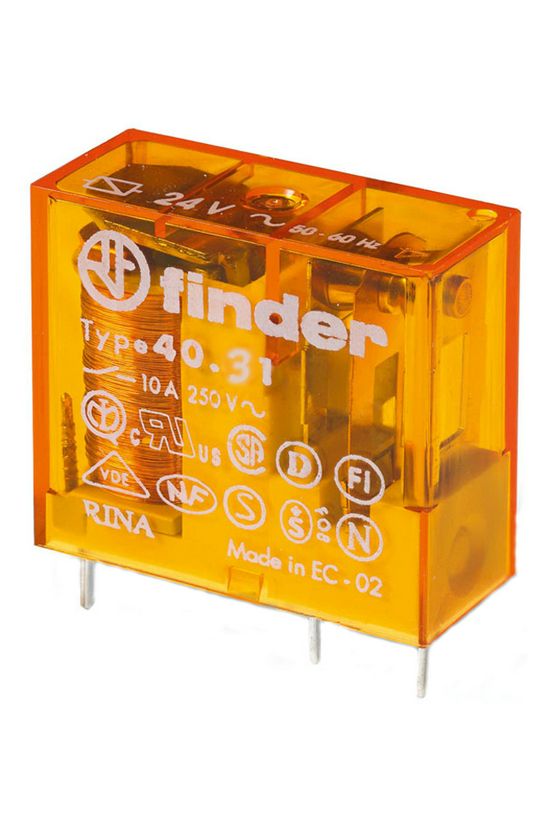 Miniatűr relé NYÁK/dugasz 10A 1-v 230VAC monostabil IP20 40.31.8.230.0000 FINDER - 403182300000
