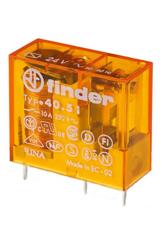 Miniatűr relé NYÁK/dugasz 10A 1-v 230VAC monostabil IP20 40.51.8.230.0000 FINDER - 405182300000