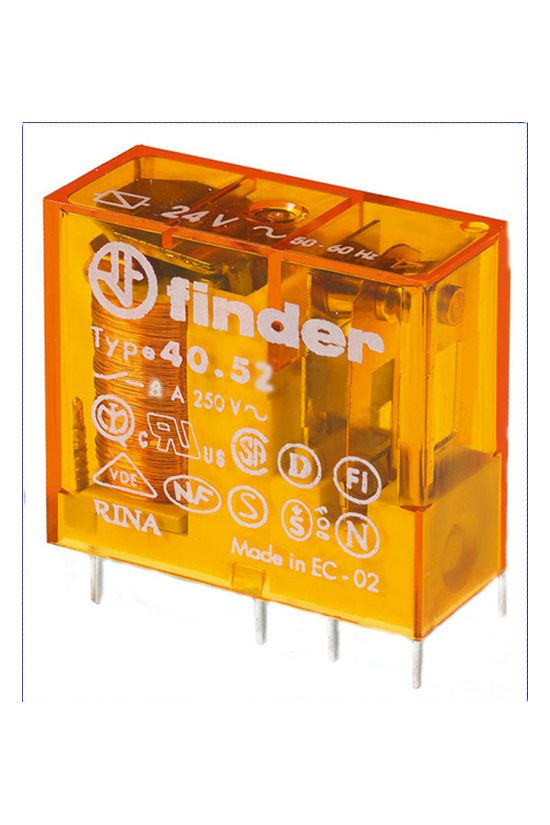 Miniatűr relé NYÁK/dugasz 8A 2v 8A 12V50Hz monostabil IP20 40.52.8.012.0000 FINDER - 405280120000