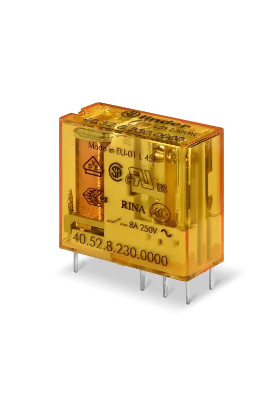 Miniatűr relé NYÁK/dugasz 8A 2v 8A 230V50Hz monostabil IP20 40.52.8.230.0000 FINDER - 405282300000