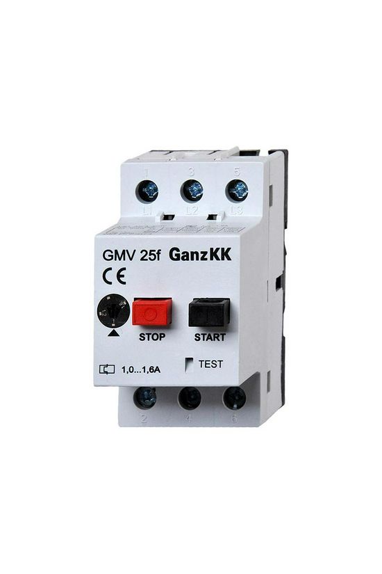 Motorvédő kapcsoló 10-16A-hő 4kA fix termomágneses csavaros GMV 25F Ganz KK - 400-2000-011