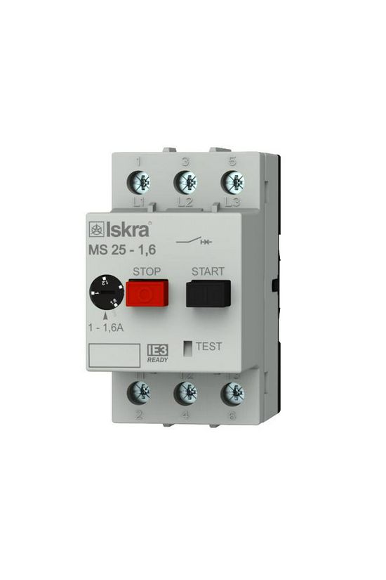 Motorvédő kapcsoló 3P 1-1,6A-hő 50kA fix termomágneses csavaros MS25 Iskra - 30.107.960