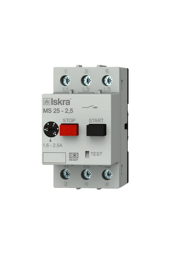 Motorvédő kapcsoló 3P 1,6-2,5A-hő 50kA fix termomágneses csavaros MS25 Iskra - 30.107.961
