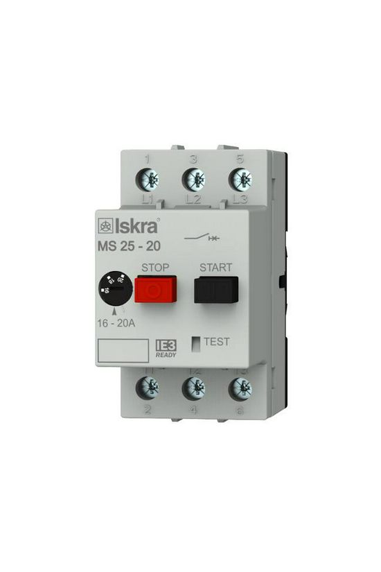 Motorvédő kapcsoló 3P 16-20A-hő 4kA fix termomágneses csavaros MS25 Iskra - 30.107.966