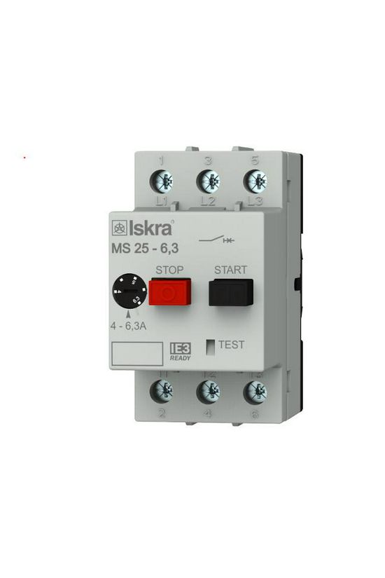 Motorvédő kapcsoló 3P 4-6,3A-hő 50kA fix termomágneses csavaros MS25 Iskra - 30.107.963