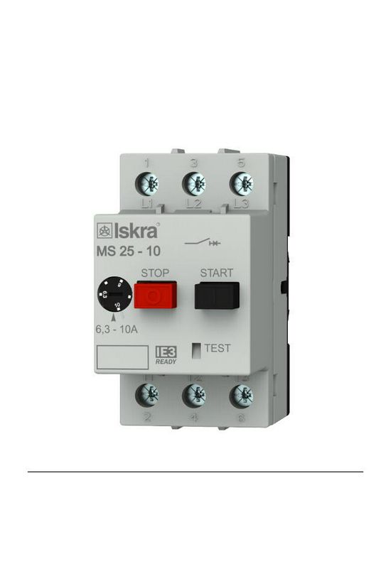 Motorvédő kapcsoló 3P 6,3-10A-hő 6kA fix termomágneses csavaros MS25 Iskra - 30.107.964
