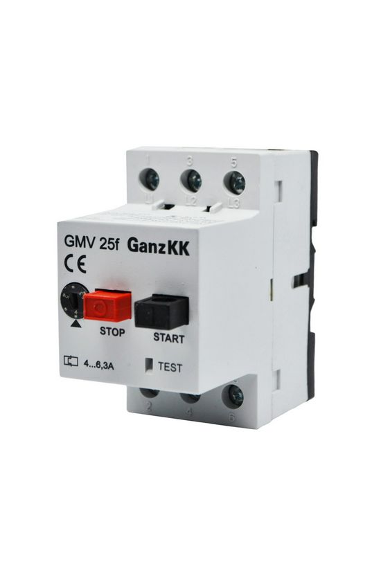 Motorvédő kapcsoló 4-6,3A-hő 4kA fix termomágneses csavaros GMV 25F Ganz KK - 400-2000-009