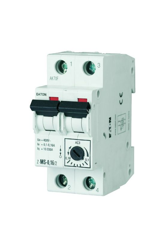 Motorvédő kapcsoló sorolható 2.5-4A-hő 10kA fix mágneses csavaros Z-MS-4,0/2 EATON - 248396