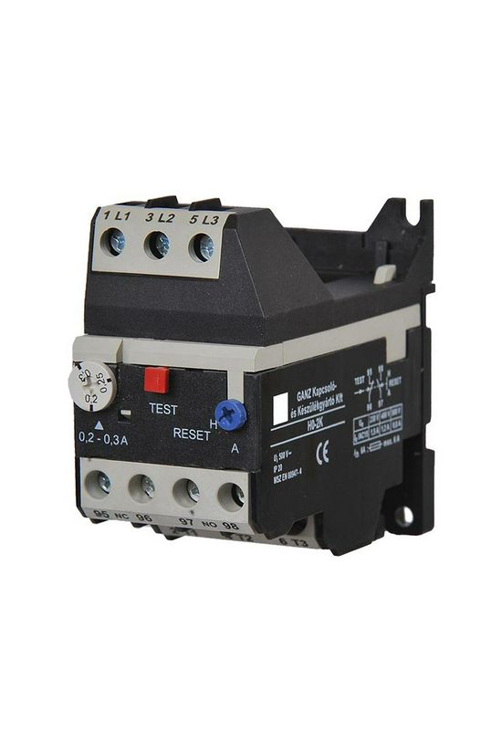 Motorvédő relé (hőkioldó) 1-1,5A 1ny 1z önállóan szerelhető csavaros CLASS10 H0-2K Ganz KK - 202-4003-505