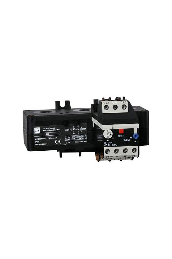 Motorvédő relé (hőkioldó) 34-51A 1ny 1z önállóan szerelhető csavaros H6 áramváltós Ganz KK - 202-4010-351