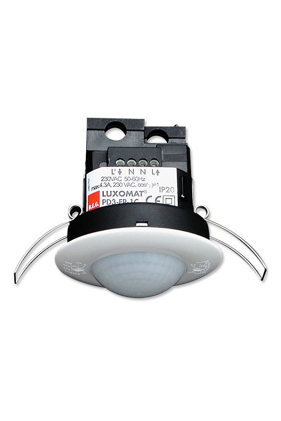 Mozgásérzékelő álmennyezetbe 360° PIR 10m-érzékelésátmérő 2300W 230V fehér IP20 PD3-1C-DE B.E.G. - 92197