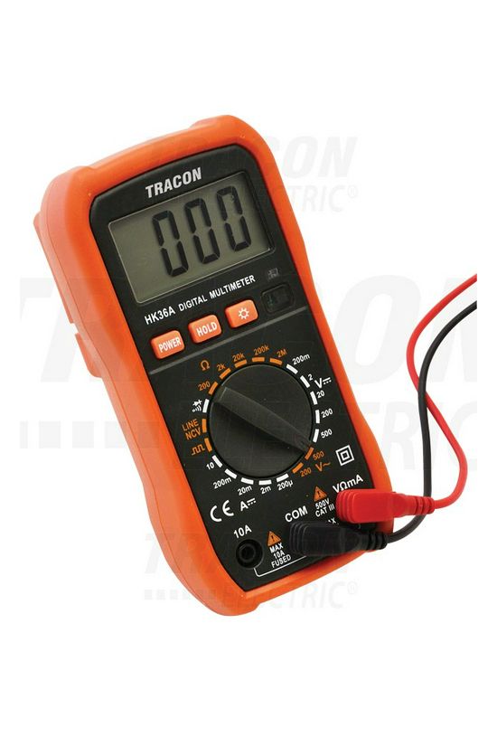 Multiméter V-A-Ohm digitális 500VDC 500VAC 10ADC 20MOhm TRACON - HK36A