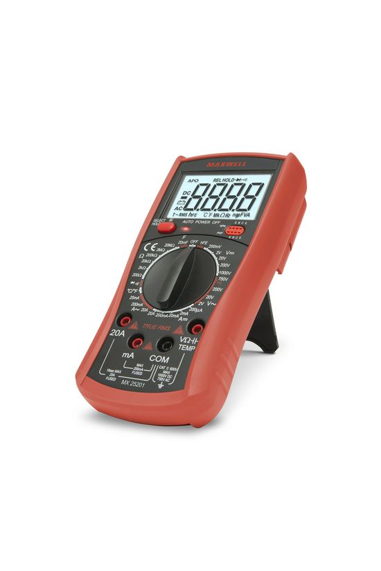 Multiméter V-A-Ohm-µF-°C digitális 1000VDC 750VAC 20ADC 20AAC 20MOhm MX-25201 Maxwell