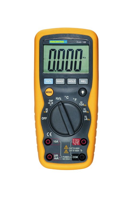 Multiméter V-A-Ohm-µF-°C-Hz digitális 1000VDC 1000VAC 10ADC 10AAC 40MOhm Pancontrol - PAN 186