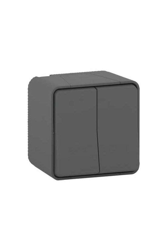 MurevaStyl 106+6 kettős váltókapcsoló betét komplett házban szürke falonkívüli csavaros Schneider - MUR35022