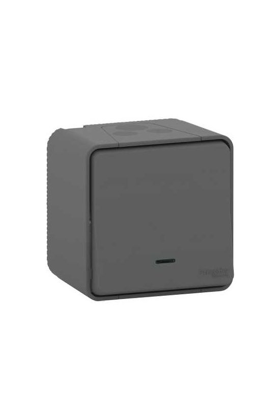 MurevaStyl 106 váltókapcsoló +jelzőfény betét komplett házban szürke falonkívüli IP55 Schneider - MUR35024