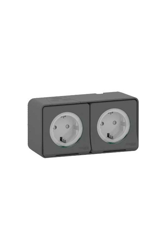 MurevaStyl 162/2 dugalj földelt szürke IP55 falonkívüli Schneider - MUR36029