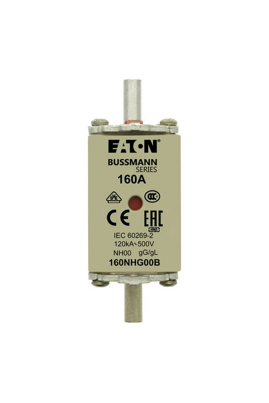 NH biztosítóbetét NH00 160A gL/gG 500V AC 120kA kombikijelző-kioldásjelzéssel Bussmann EATON - 160NHG00B