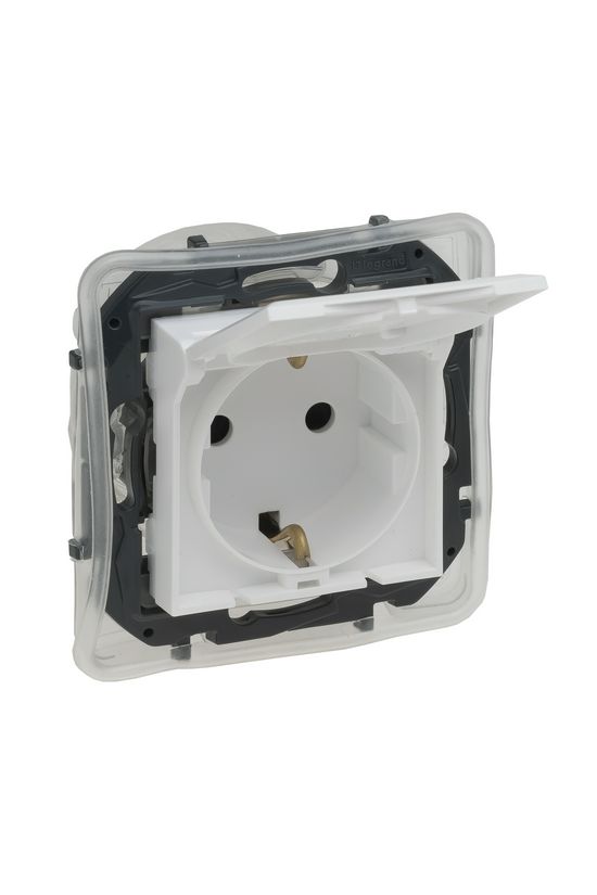 Niloé Step 2P+F csatlakozóaljzat (rugós), biztonsági zsaluval, IP44, fehér - 863123B