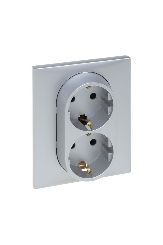 NiloéStep 162/2 dugalj földelt gyerekzárral alumínium IP20 süllyesztett csavaros LEGRAND - 863322