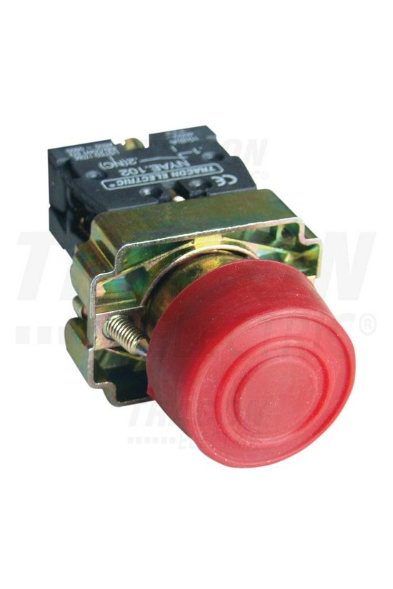 Nyomógomb komplett fém d22 3A gumisapkával piros magas 1ny csavaros kerek IP55 TRACON - NYGBP42P