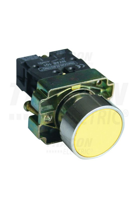 Nyomógomb komplett fém d22 3A sárga lapos visszaugró 1z csavaros kerek TRACON - NYGBA51S