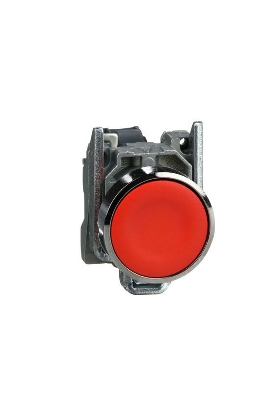 Nyomógomb komplett fém d22 piros/zöld lapos visszaugró 1ny csavaros kerek Harmony XB4 Schneider - XB4BA42