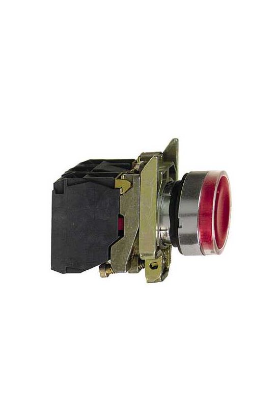 Nyomógomb komplett fém d22 világító piros/zöld lapos visszaugró 1z 1ny Harmony XB4 Schneider - XB4BW34B5