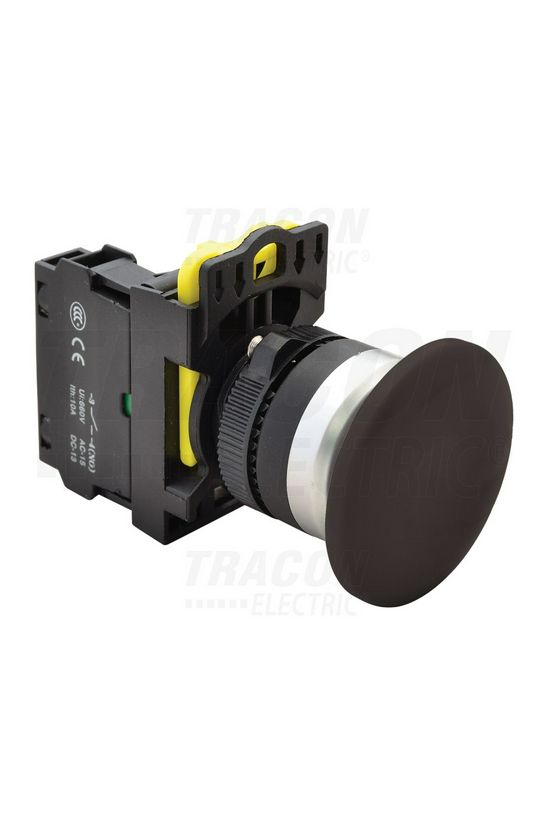 Nyomógomb komplett műa. d22 3A fekete gomba visszaugró 1z csavaros kerek IP65 TRACON - NYG3-MBK