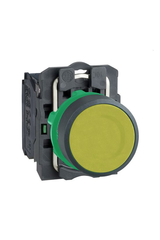 Nyomógomb komplett műa. d22 sárga lapos visszaugró 1z csavaros kerek IP66 Harmony XB5 Schneider - XB5AA51