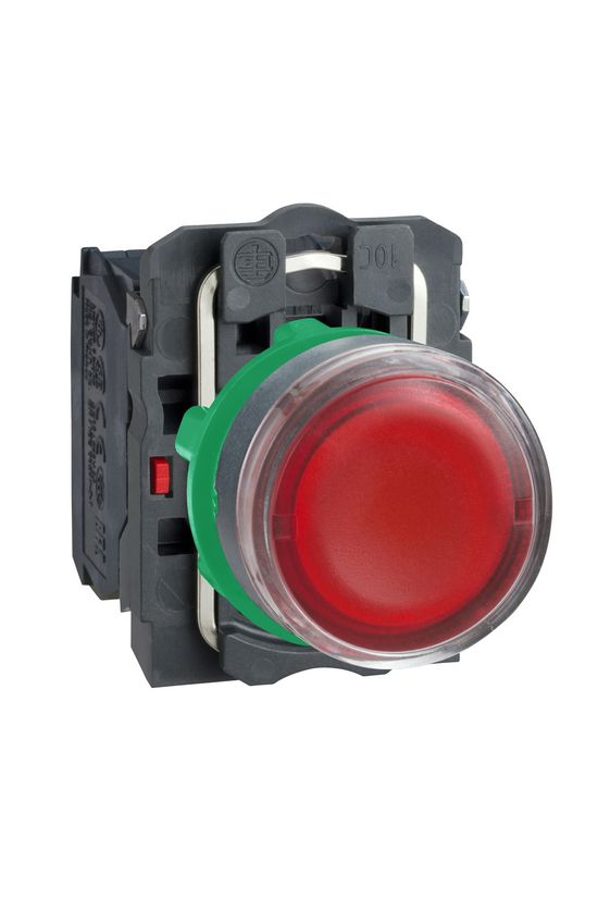Nyomógomb komplett műa. d22 világító piros/zöld lapos visszaugró 1z 1ny Harmony XB5 Schneider - XB5AW34B5