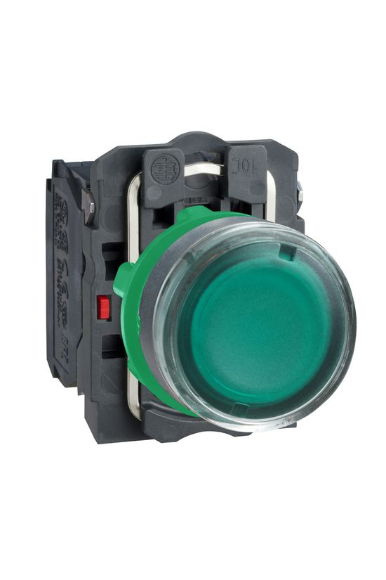 Nyomógomb komplett műa. d22 világító zöld lapos visszaugró 1z 1ny csavaros Harmony XB5 Schneider - XB5AW33M5