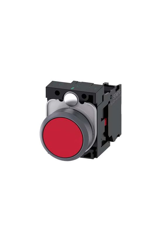 Nyomógomb komplett műanyag d22 piros lapos visszaugró 1ny csavaros kerek SIRIUS ACT SIEMENS - 3SU1130-0AB20-1CA0